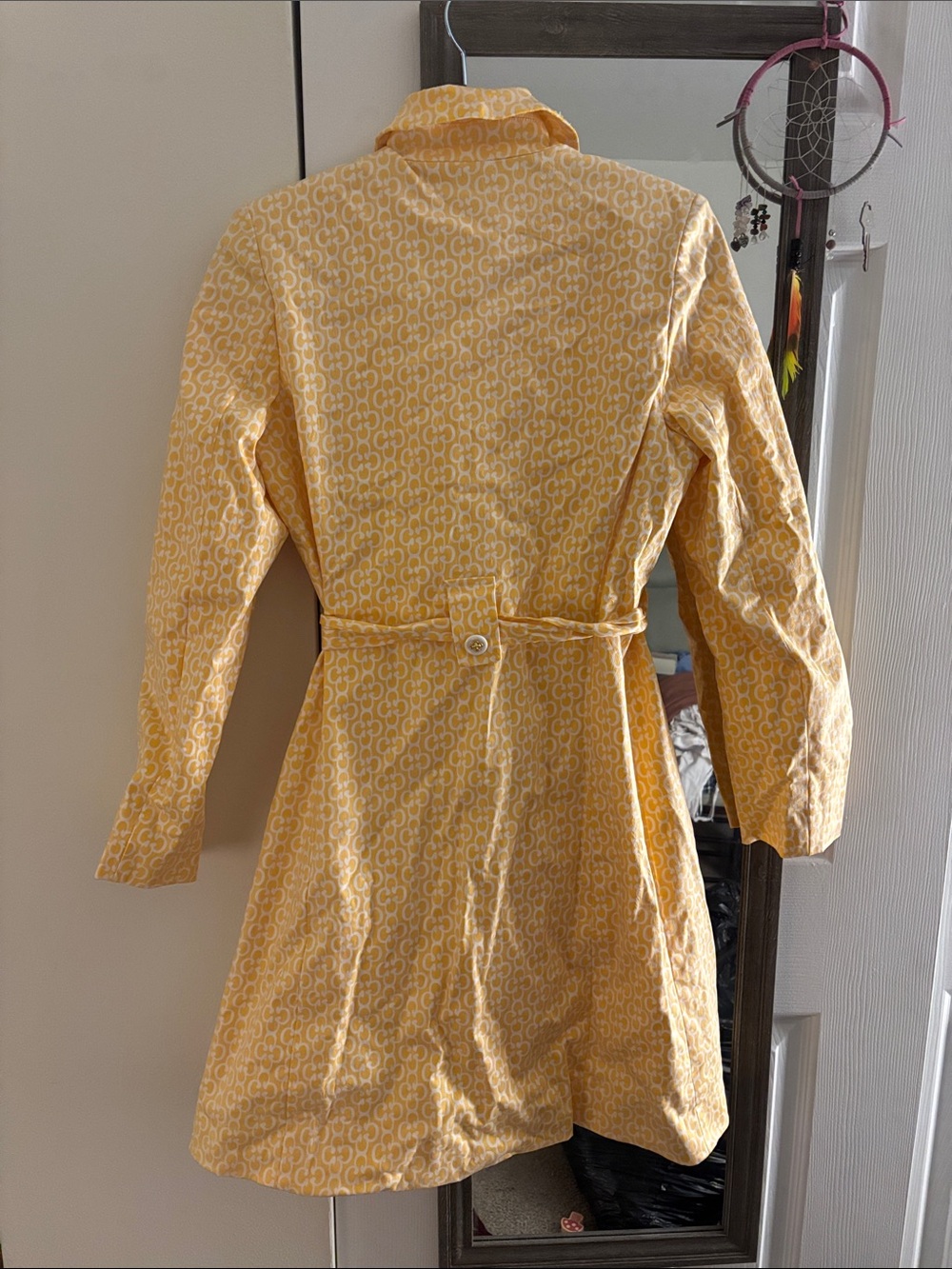 Skirtin Around Yellow Patterned Trench Coat - Picture 2 of 6